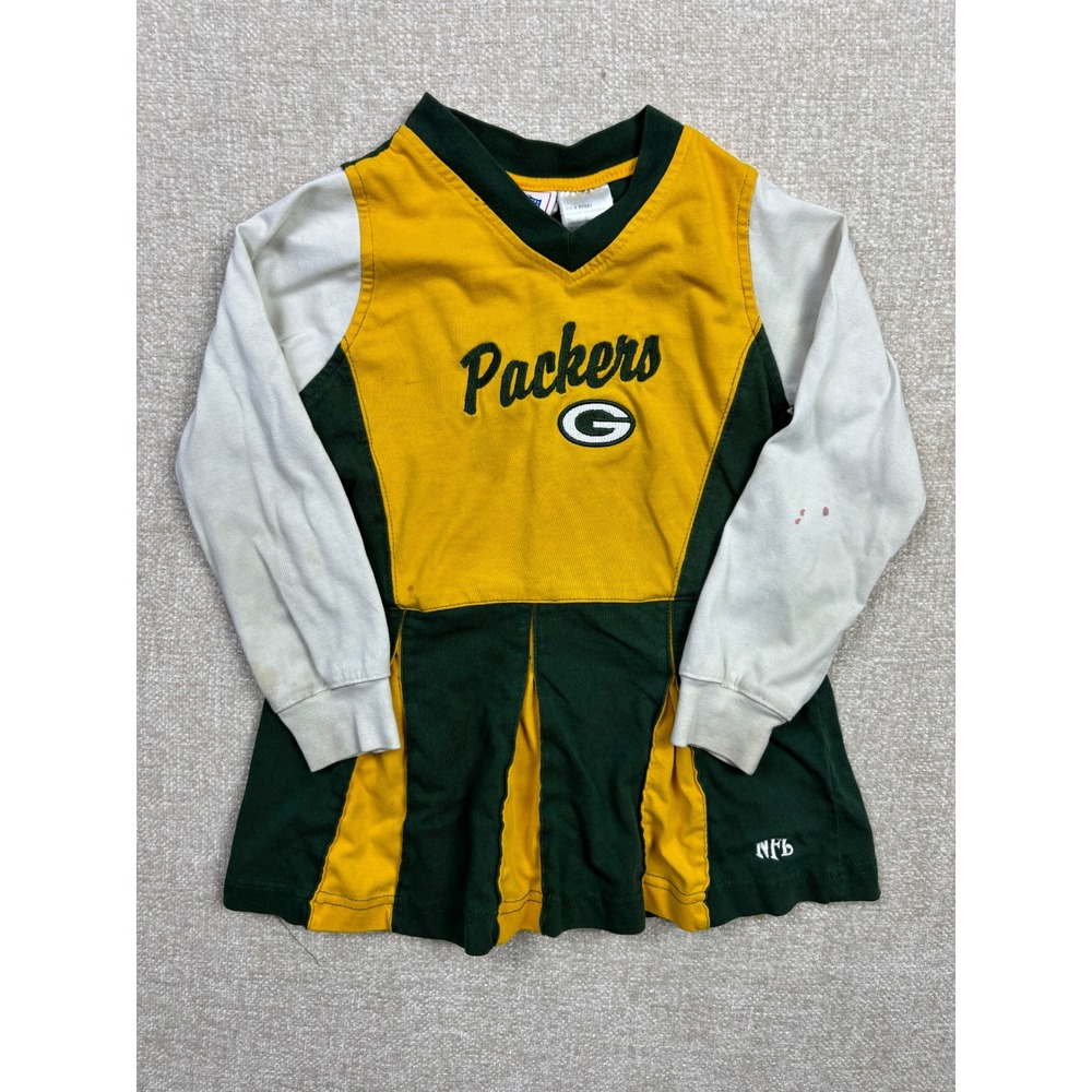 Vintage NFL Green Bay Packers Kids Cheerleader Dress Green Gold Size 5/6